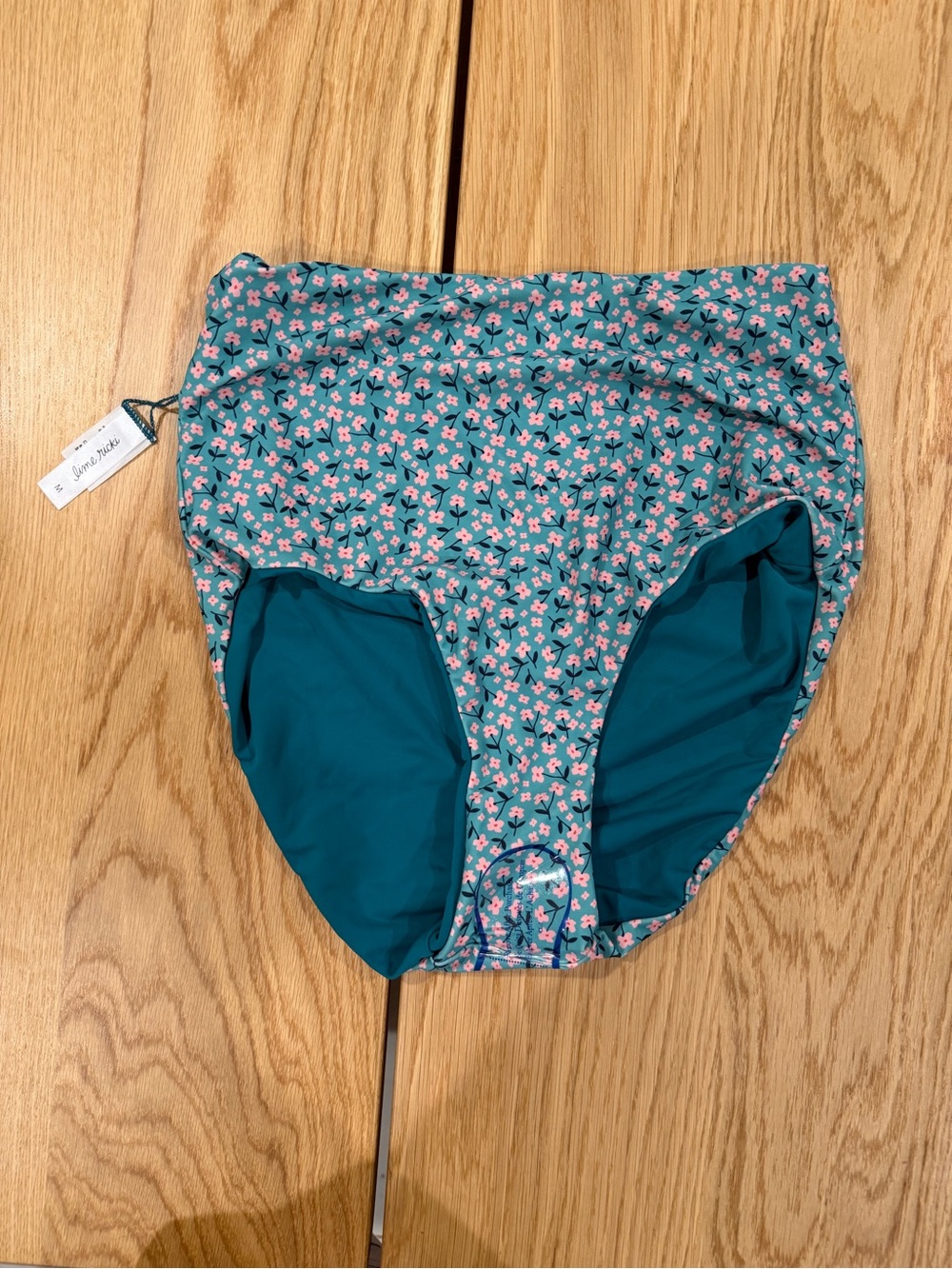 Lime Ricki Teal Floral High-Waist Bikini Bottoms